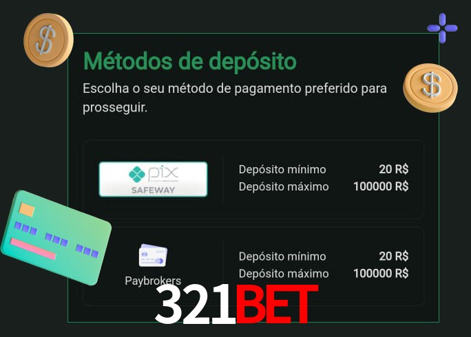O cassino 321Bet oferece uma grande variedade de métodos de pagamento